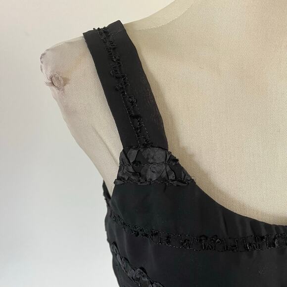 Vtg Y2K Black Ruffle Tank Top Wmns 10P Witchy Whimsygoth Emo Grunge - Picture 2 of 7